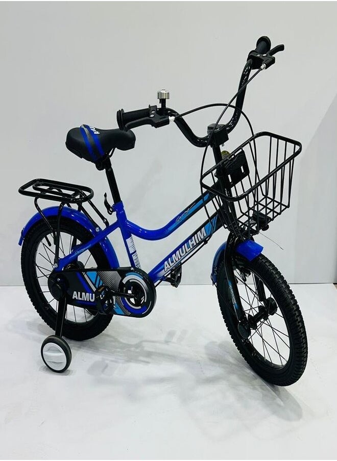 Generic - A blue bicycle with eye-catching details, featuring a sporty and modern design, making it attractive to boys who love adventure and speed. It has a front basket for carrying items and includes front and rear seats. - Image 1