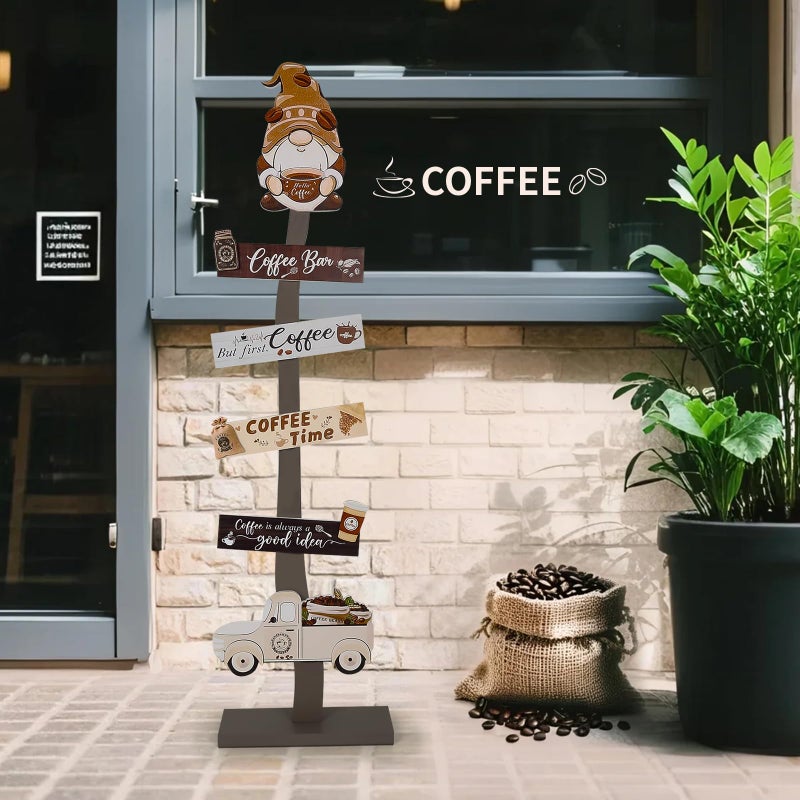 LETUBUYU Lighted Wood Coffee Bar Porch Sign, Rustic Coffee Station Accessories for Cafe Shop Restaurant Business Indoor Outdoor Home Decor - Image 1
