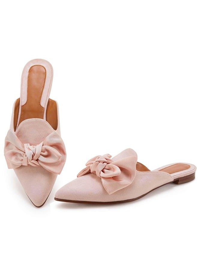 Rilista Mules for Women Slip On Comfortable Pointed Toe Womens Blackless Loafers Women's Flats for Women's Mules & Clogs Pink - Image 1