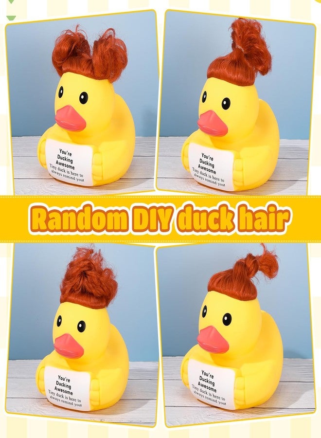 سيفانير بطة مطاطية عملاقة مرحة وإيجابية من سيفانر، مقاس 7 بوصات، مع شعر مستعار، بطة صفراء لطيفة داعمة، هدية ملهمة، لعبة بطة كبيرة تصدر صوت صرير، هدية مثالية لزميل العمل أو التخرج أو عيد الميلاد - Image 3