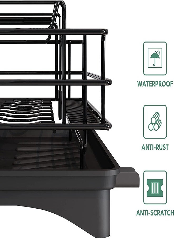 DMG TECH Double Dish Rack Kitchen Counter Drying Rack Stainless Steel Large Dish Filter Sink Drain Plate Cutlery Rack, Cup Rack  - Image 3