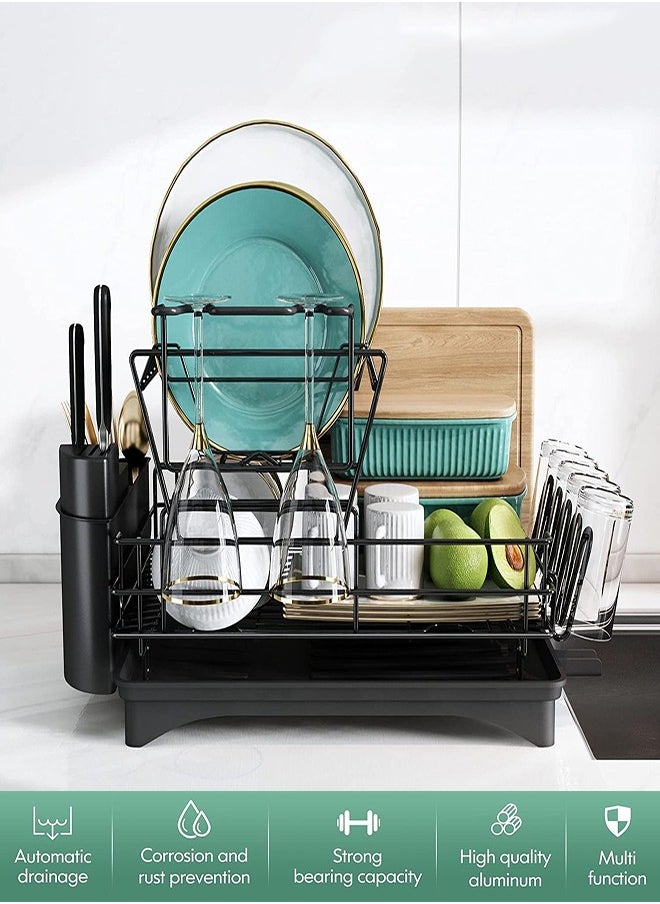 DMG TECH Double Dish Rack Kitchen Counter Drying Rack Stainless Steel Large Dish Filter Sink Drain Plate Cutlery Rack, Cup Rack  - Image 5