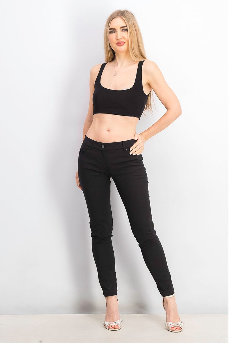 Guess by Marciano Women Plain Five Pocket Belt Loops Pants, Black - Image 3