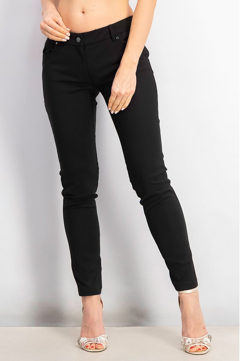 Guess by Marciano Women Plain Five Pocket Belt Loops Pants, Black - Image 1