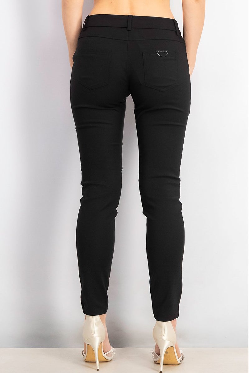 Guess by Marciano Women Plain Five Pocket Belt Loops Pants, Black - Image 4