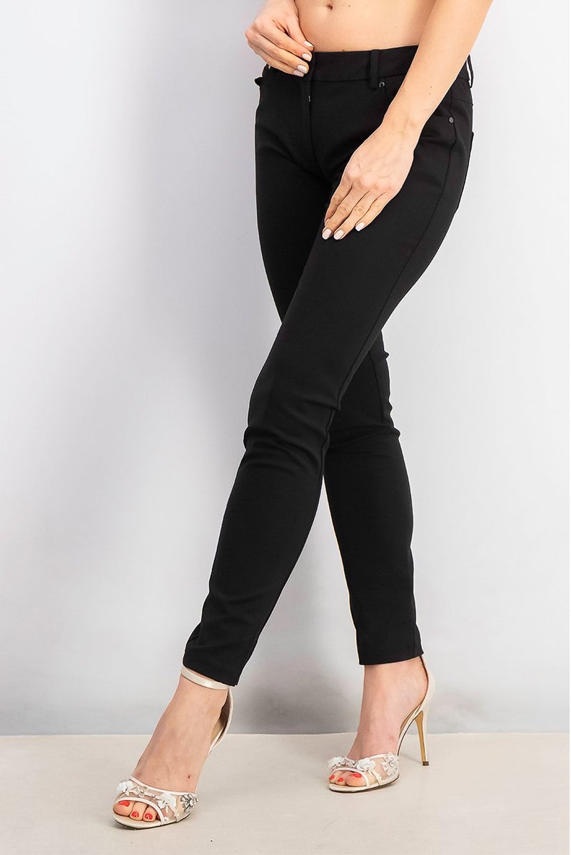 Guess by Marciano Women Plain Five Pocket Belt Loops Pants, Black - Image 4