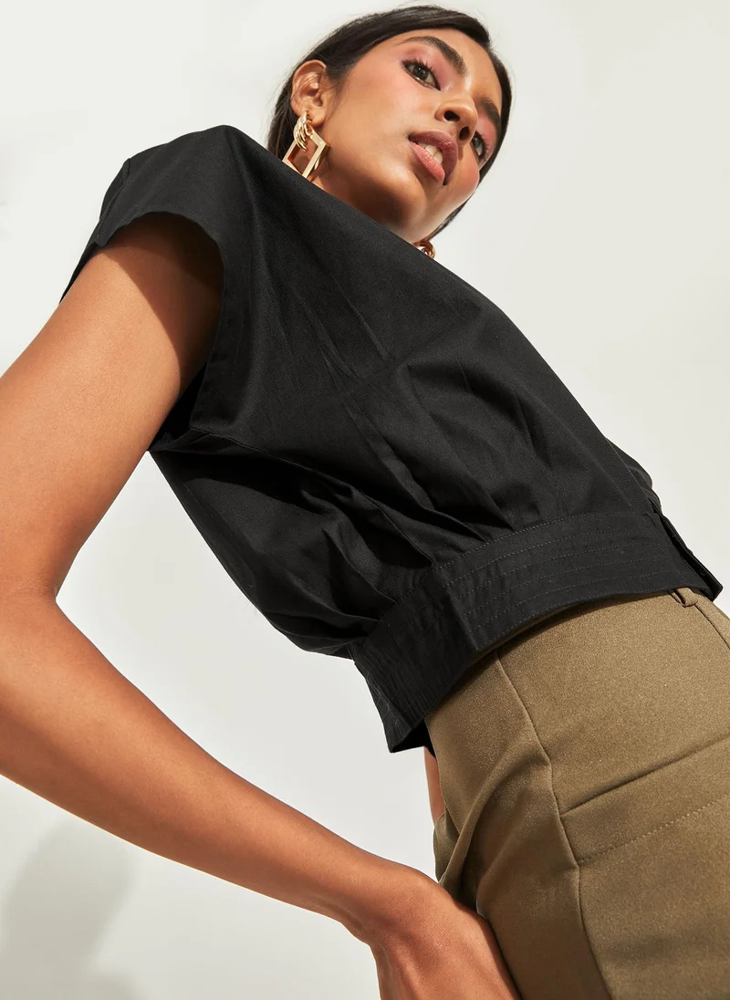 The Label Life Cropped Button-Up Shirt