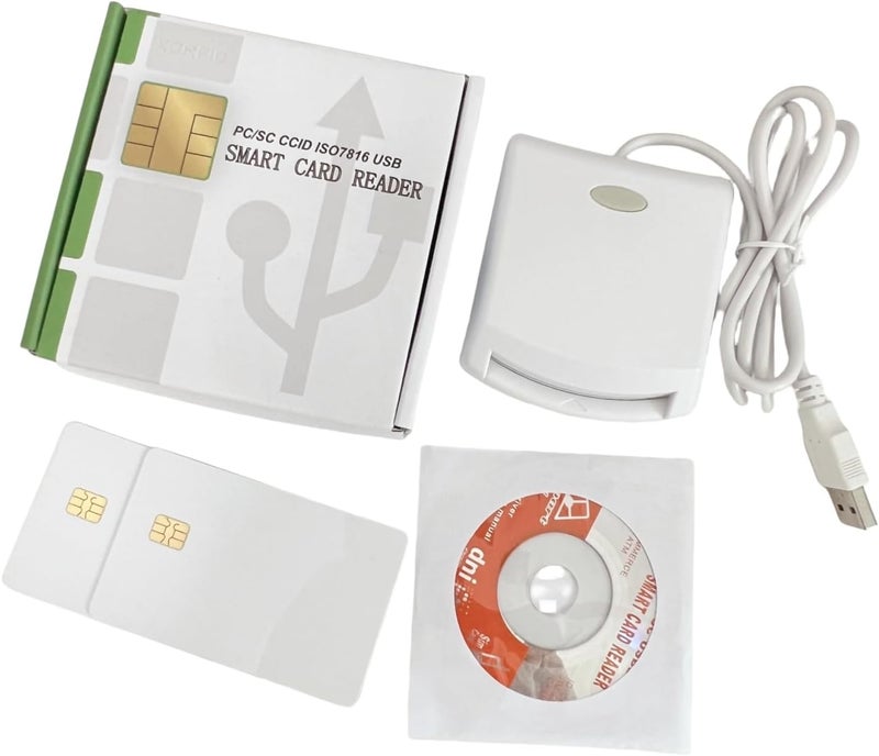 XCRFID قارئ كارت ذكي مع شريحة IC ذكية ISO7816 EMV SIM eID PC/SC USB CCID مع 2 قطعة من بطاقات SLE4442 + مجموعة SDK (يتطلب برنامج) للمهندسين المحترفين - Image 1