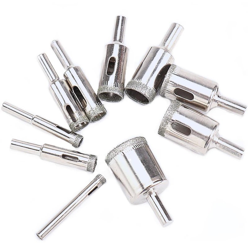 XIANFENGHU Diamond Drill Bits for Glass 10PCS Diamond Hole Saw Drill Bit Set Kit Glass Drill Bit for Ceramic Bottles Pots Marble Tile Cutting181116 - Image 2