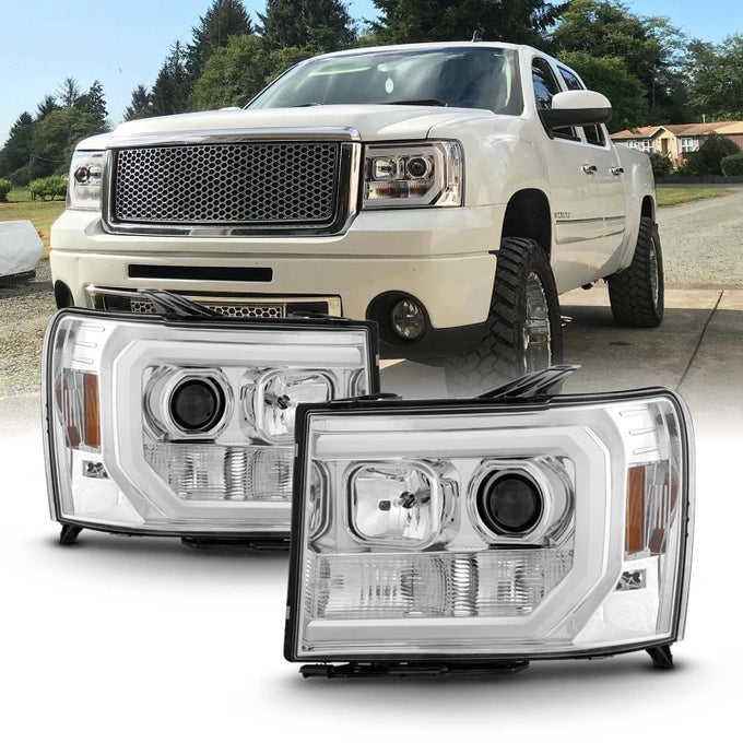 Fits 20072013 Gmc Sierra 1500 2500Hd 3500Hd Led Ctube Projector Headlights Black Edition Pair Driver Passenger