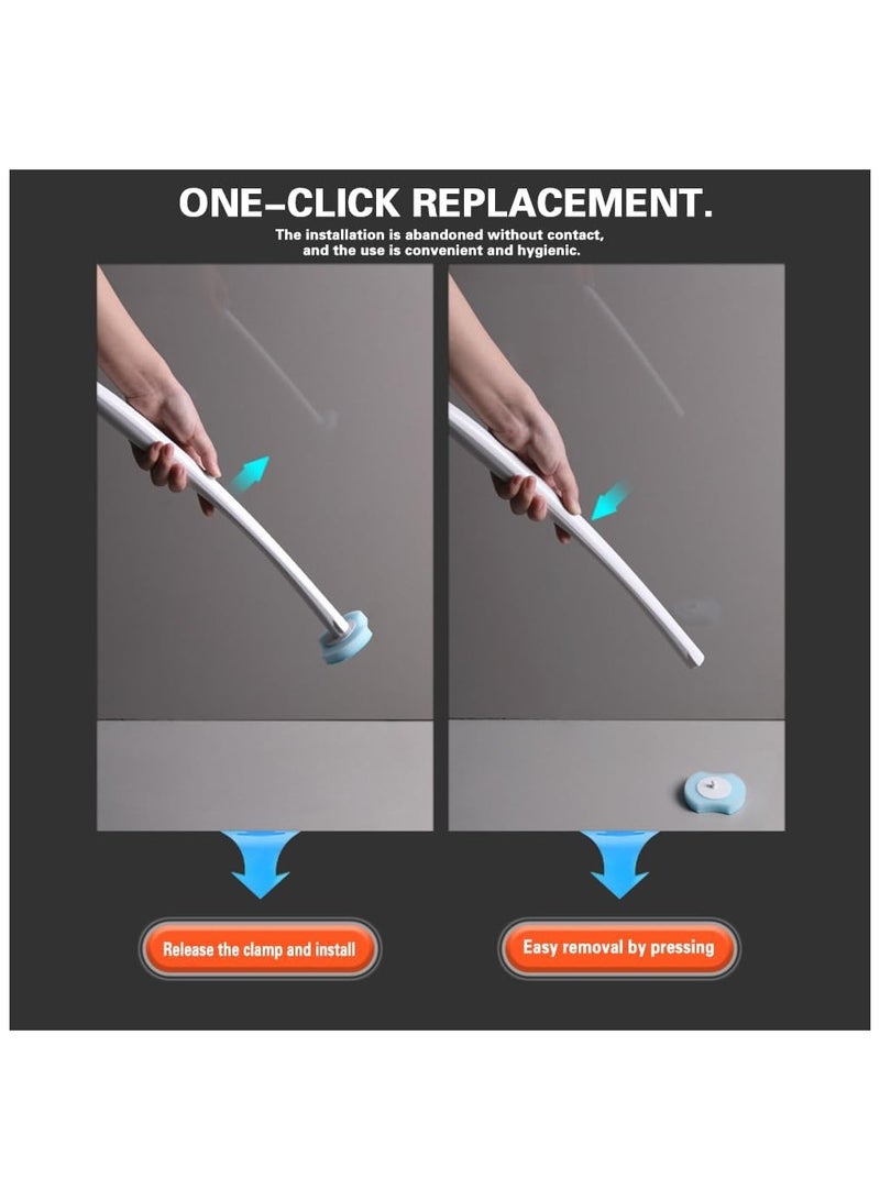 Disposable Toilet Brush, With 16 Toilet Brush Refills Heads Disposable Cleaning System, No Dead Corner Bathroom Wash Set, Wall Mounted Toilet Bowl Cleaner Brush For Bathroom Cleaning