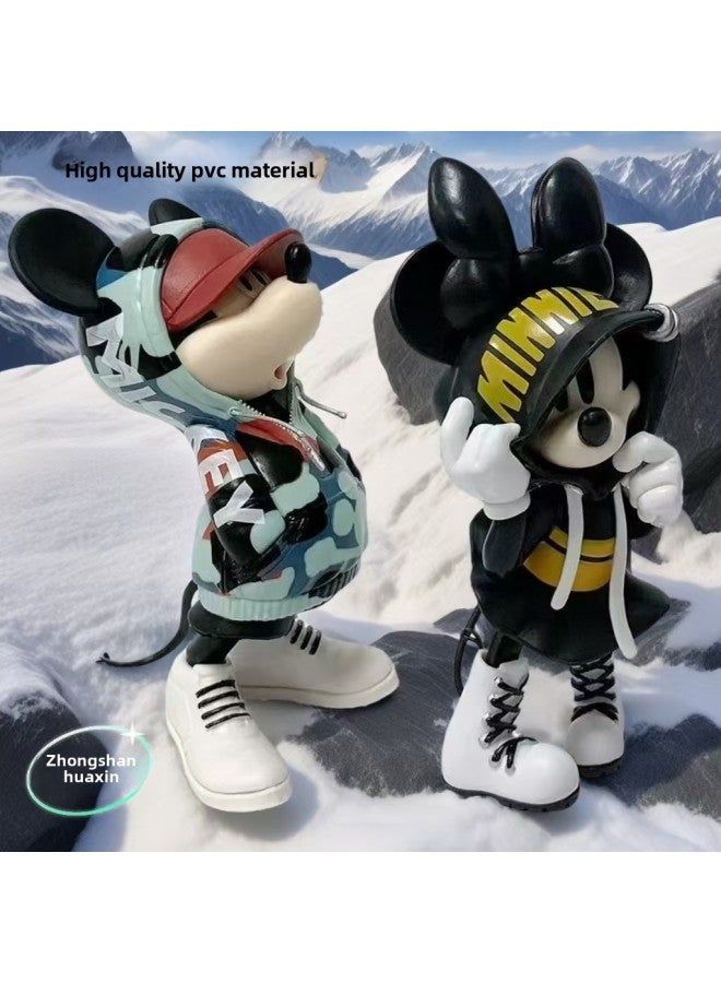 Mickey Mouse PVC Figure Trendy Cartoon Desktop Decoration Hoodie Magic Storm Wave Toy Gift For Teenagers Office Home Decor-Color:Black Sweat Mickey Nie Suit  - Image 1