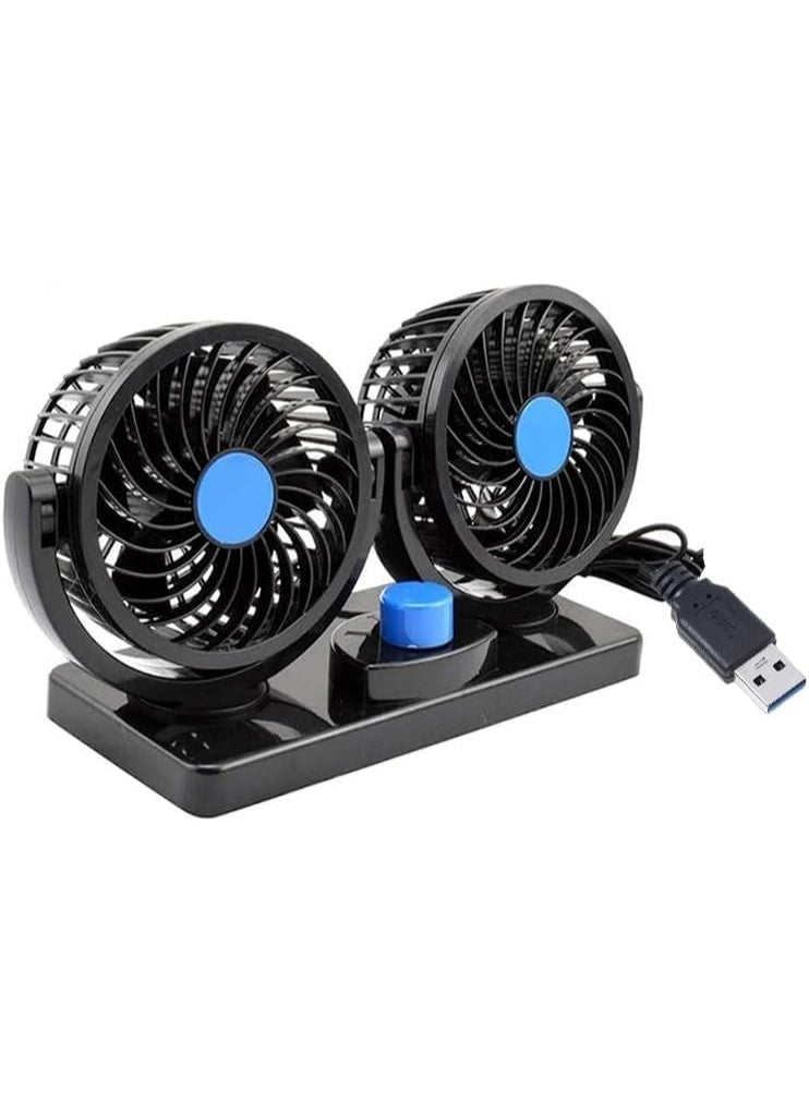 UShop U-Shop Dual-Head Electric Car Cooling Fan – 360° Rotatable, Automatic, 2-Speed,5V – Suitable for Trucks, Cars, and Boats (USB Powered) - Image 1