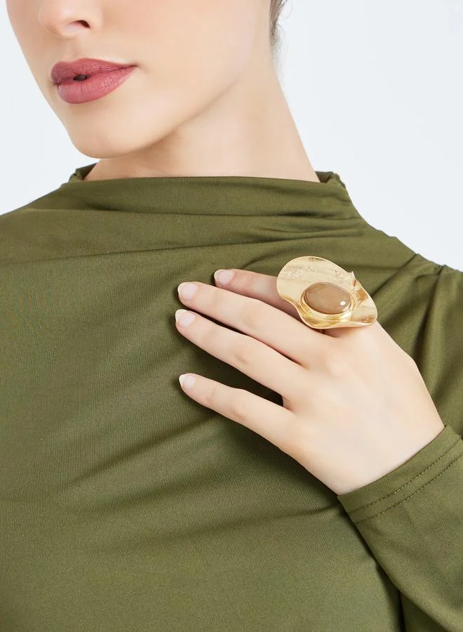 Statement Ring with Amber Stone