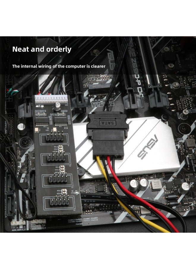 USB2.0 Desktop Host 9pin One-to-four Hub Computer Diy Light With Fan With SATA Power Supply Port Hub-Number Of Interfaces:One For Four
