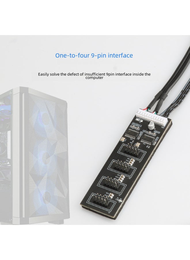 USB2.0 Desktop Host 9pin One-to-four Hub Computer Diy Light With Fan With SATA Power Supply Port Hub-Number Of Interfaces:One For Four