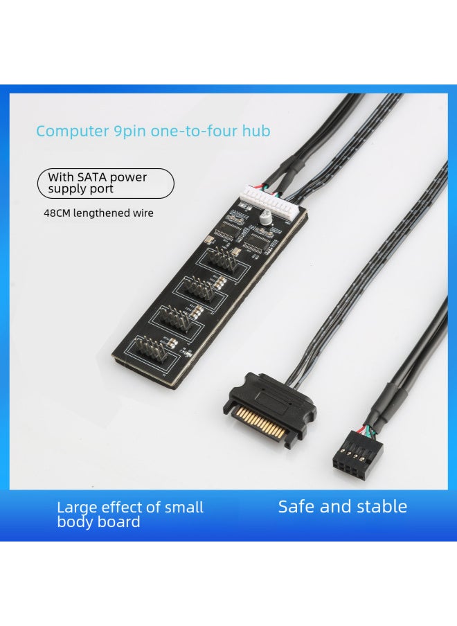 USB2.0 Desktop Host 9pin One-to-four Hub Computer Diy Light With Fan With SATA Power Supply Port Hub-Number Of Interfaces:One For Four
