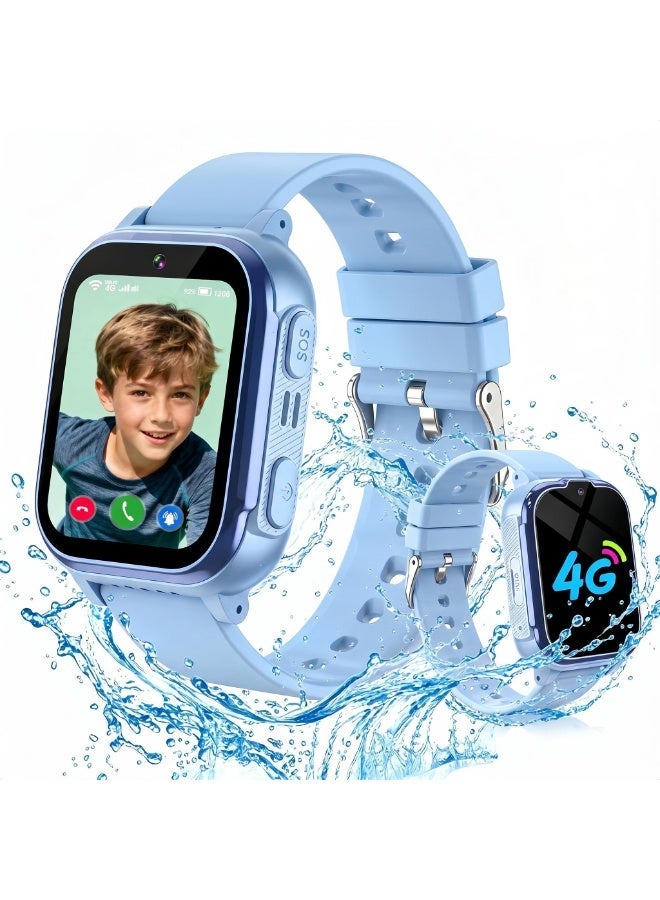 LBMT 4G Kids Waterproof Smart Watch,SIM Card Inserting Smart Watch for Kids GPS Tracker Phone Boys Girls with Video Call,SOS Call/Phone Call/Voice Chat, Sleep Monitor, Pedometer, Class Mode, Camera, Games, Birthday/Festival Gifts for 3-12 Year Olds(Blue) - Image 1