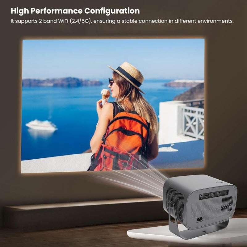 Mini Projector Support 1280x720 4K, Smart Projector with WiFi and BT5.0, Versatile Connectivity Options, Portable Movie Phone Wireless Gaming Wifi Proyector for Travel (US Plug) - Image 5