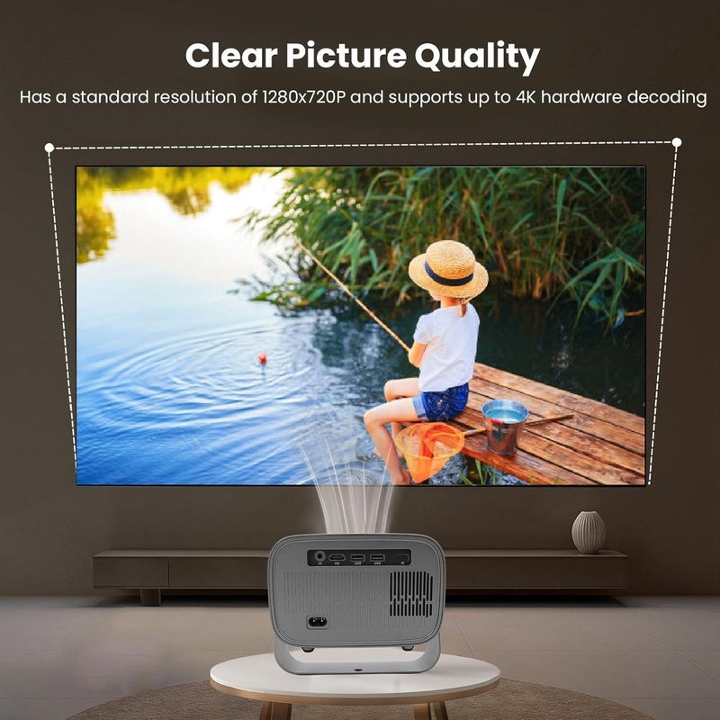 Mini Projector Support 1280x720 4K, Smart Projector with WiFi and BT5.0, Versatile Connectivity Options, Portable Movie Phone Wireless Gaming Wifi Proyector for Travel (US Plug) - Image 4