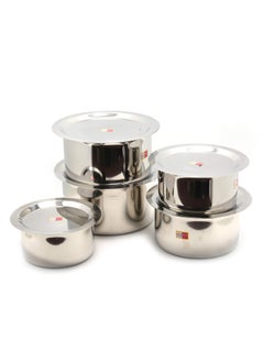 KCL KCL Stainless Steel Kitchen Tope Induction & Standard Utensils with Lid Cookware Set (Pack of 10) - 1st Tope 750 ml, 2nd tope 1000 ml, 3rd tope 1500 ml, 4th tope 2000 ml, 5th tope 2300 ml  - Image 3