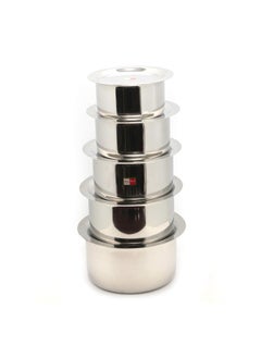 KCL KCL Stainless Steel Kitchen Tope Induction & Standard Utensils with Lid Cookware Set (Pack of 10) - 1st Tope 750 ml, 2nd tope 1000 ml, 3rd tope 1500 ml, 4th tope 2000 ml, 5th tope 2300 ml  - Image 2