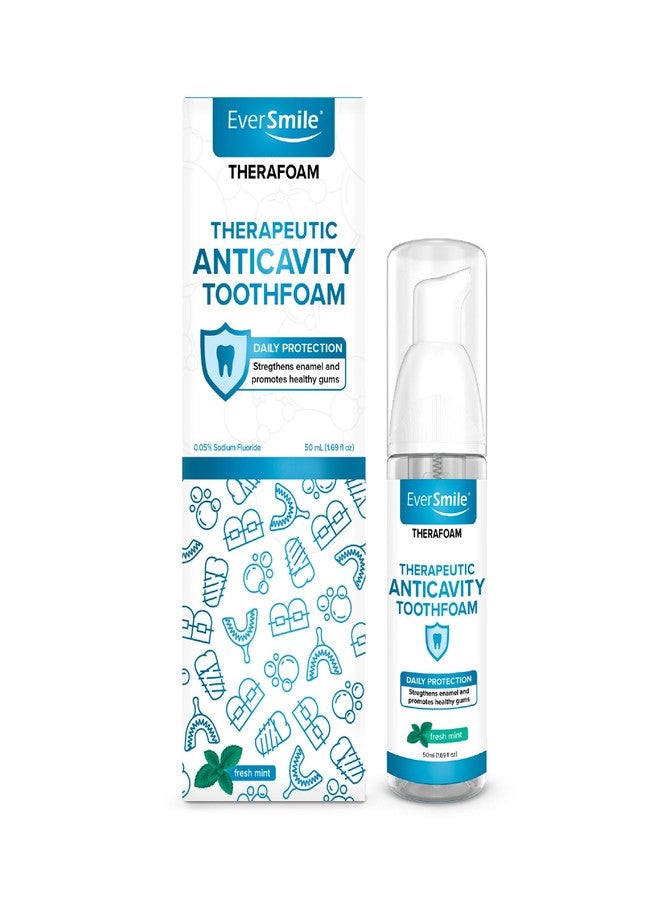 EverSmile TheraFoam – Anticavity Foam Toothpaste Alternative with Hydrogen Peroxide + Sodium Fluoride – Foaming Formula Promotes Healthy Gums & Strengthens Enamel – 60+ Uses Per 50ml Bottle (1 Pack - Image 1