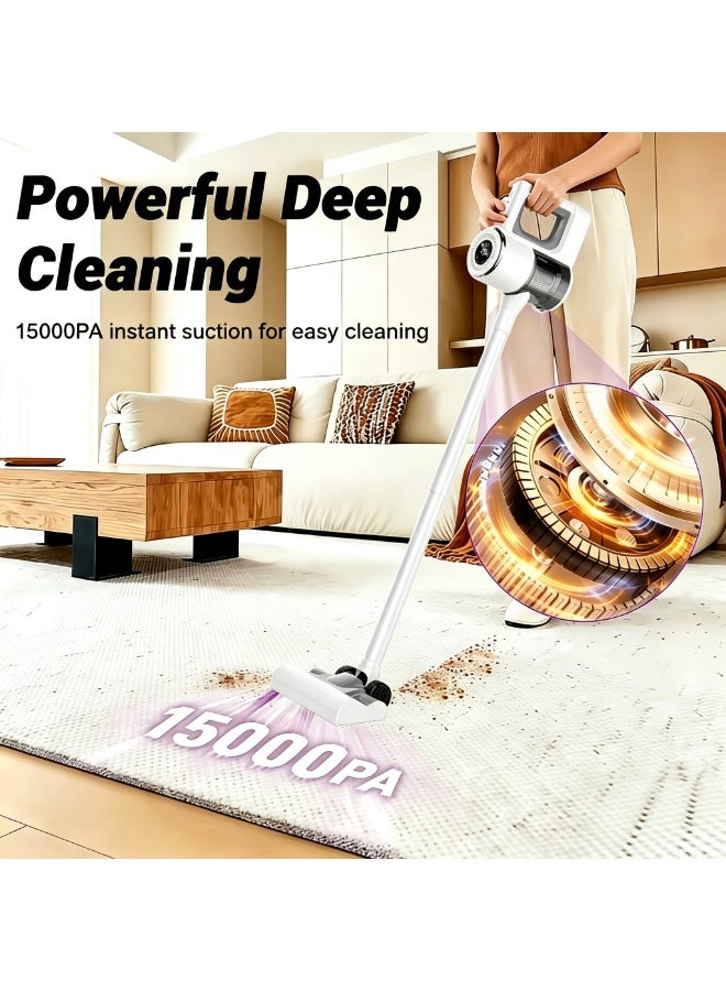 15000PA Cordless Vacuum Cleaner, Anti-Tangle & Wall Mount Charging, LED display，4 in 1 Lightweight Vacuum for Hard Floors Carpet Pet Hair - Image 4