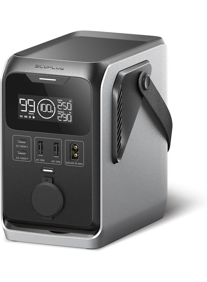 إيكو فلو محطة الطاقة المحمولة ECOFLOW Trail 300 DC، بنك بطارية LiFePO4 فائق الخفة بسعة 288 واط/ساعة، مولد شمسي بقدرة 300 واط، شحن سريع، 5 منافذ إخراج، مقاوم للصدمات، مدخلات شمسية/سيارة، بدون ضوضاء للتخييم/السفر/الطوارئ
