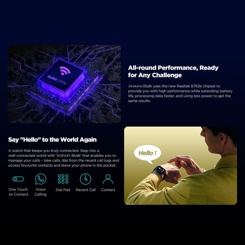 سوار رياضي ذكي Btalk بشاشة كبيرة لمس كاملة مقاس 1.86 بوصة، مكالمة عبر البلوتوث، مراقبة صحية مدار 24 ساعة، مقاومة للماء بمستوى IP68، عمر البطارية 15 يوماً، أكثر من 100 وجه للساعة، وآليات رياضية متعددة - Image 1