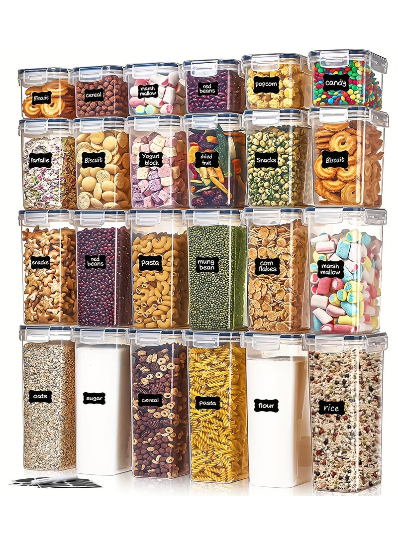 24pcs Airtight Food Storage Containers with Lids, BPA Free Kitchen Storage Containers for Dry Food, Flour and Sugar, with Labels & Marker Pen, RV Refrigerators Parts, Without Battery - Image 1