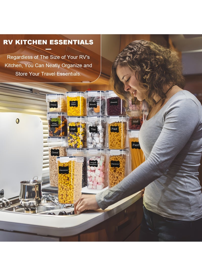 24pcs Airtight Food Storage Containers with Lids, BPA Free Kitchen Storage Containers for Dry Food, Flour and Sugar, with Labels & Marker Pen, RV Refrigerators Parts, Without Battery - Image 2