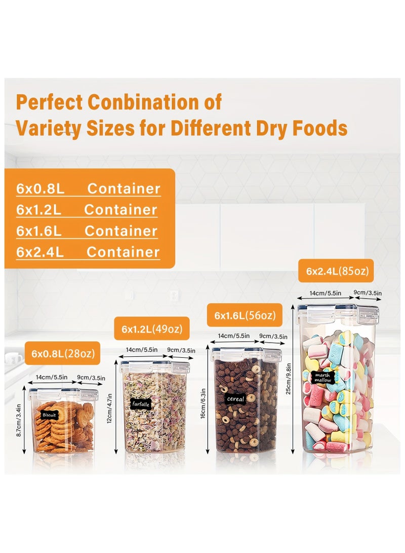 24pcs Airtight Food Storage Containers with Lids, BPA Free Kitchen Storage Containers for Dry Food, Flour and Sugar, with Labels & Marker Pen, RV Refrigerators Parts, Without Battery - Image 4