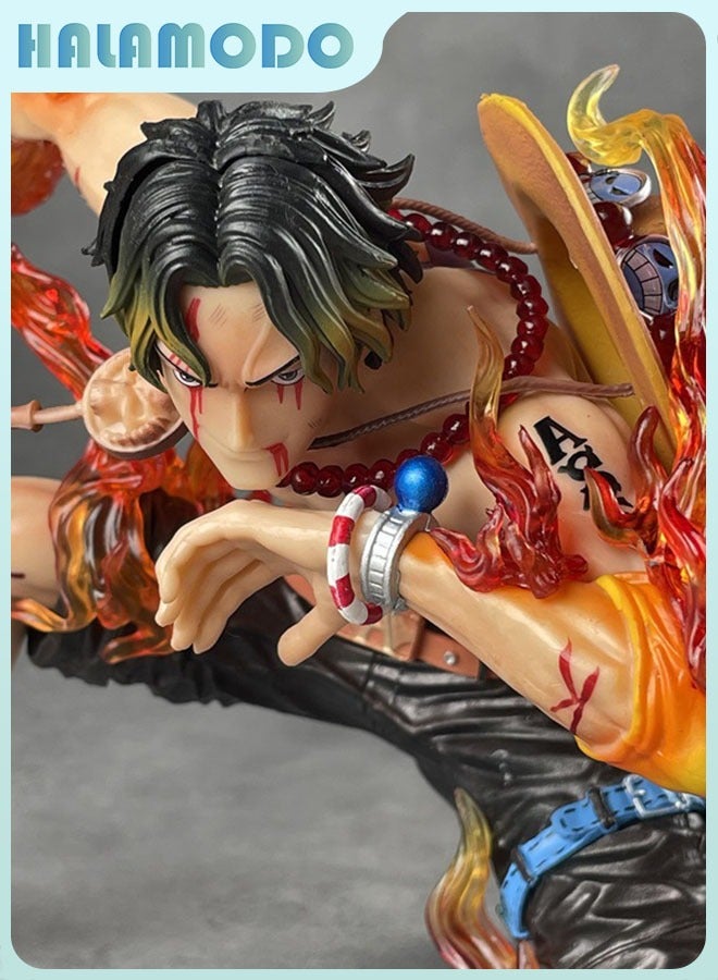 HALAMODO One Piece Fireball Resonance Ace Flaming Effect Figure，20cm Dynamic Pose Desktop Decor Birthday Gift Collectible - Image 2