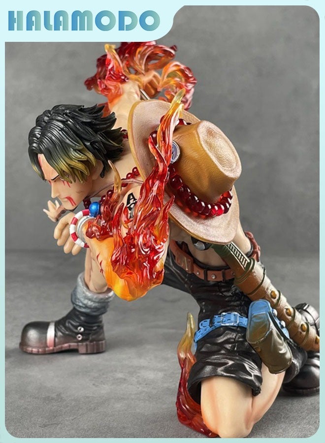 HALAMODO One Piece Fireball Resonance Ace Flaming Effect Figure，20cm Dynamic Pose Desktop Decor Birthday Gift Collectible - Image 5