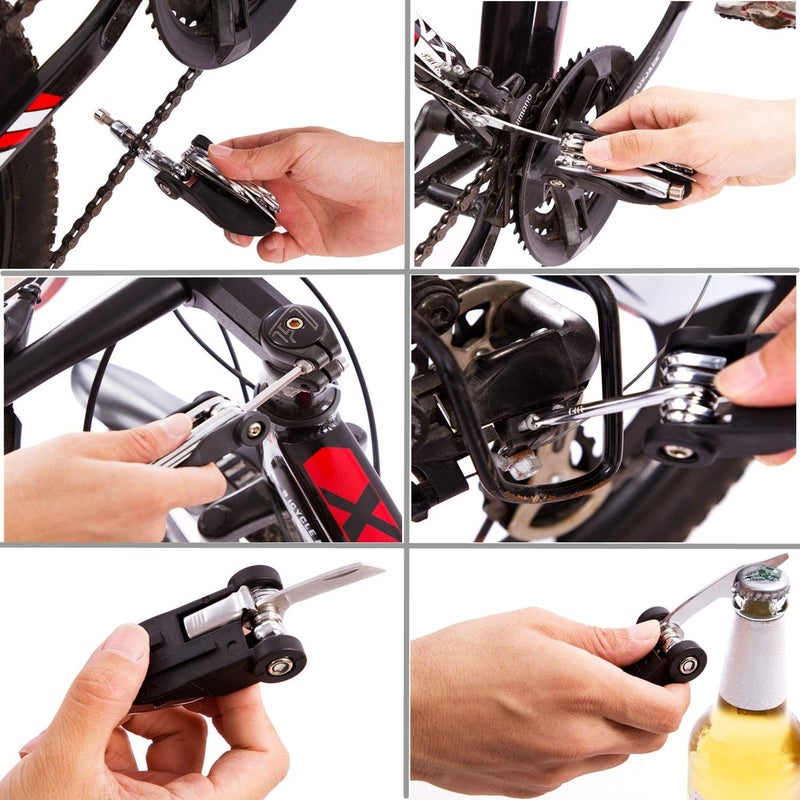 YBEKI 10-in-1 Bike Repair Kit with, 3-in-1 Tire Levers, Glueless Patches, Multifunctional Bone Wrench & Waterproof Saddle Bag | Compact Bicycle Multi-Tool Kit for Emergency Roadside Repairs - Image 4
