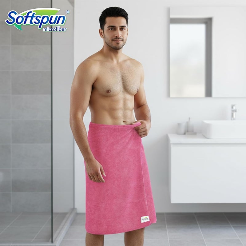 SOFTSPUN Microfiber Bath & Hair Care Towel Set of 1 Piece, 60x120 Cms, 340 GSM (Pink). Super Soft & Comfortable, Quick Drying, Ultra Absorbent in Large Size. - Image 2