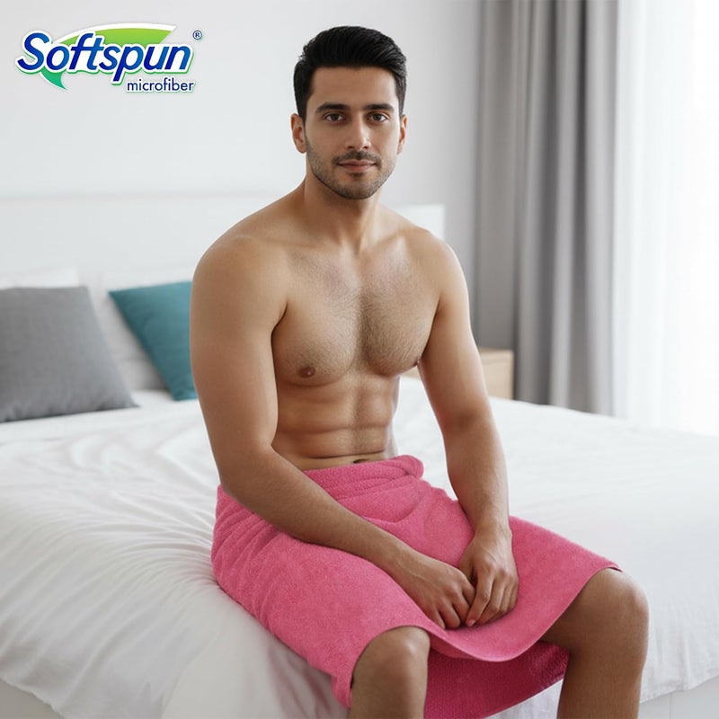 SOFTSPUN Microfiber Bath & Hair Care Towel Set of 1 Piece, 60x120 Cms, 340 GSM (Pink). Super Soft & Comfortable, Quick Drying, Ultra Absorbent in Large Size. - Image 3