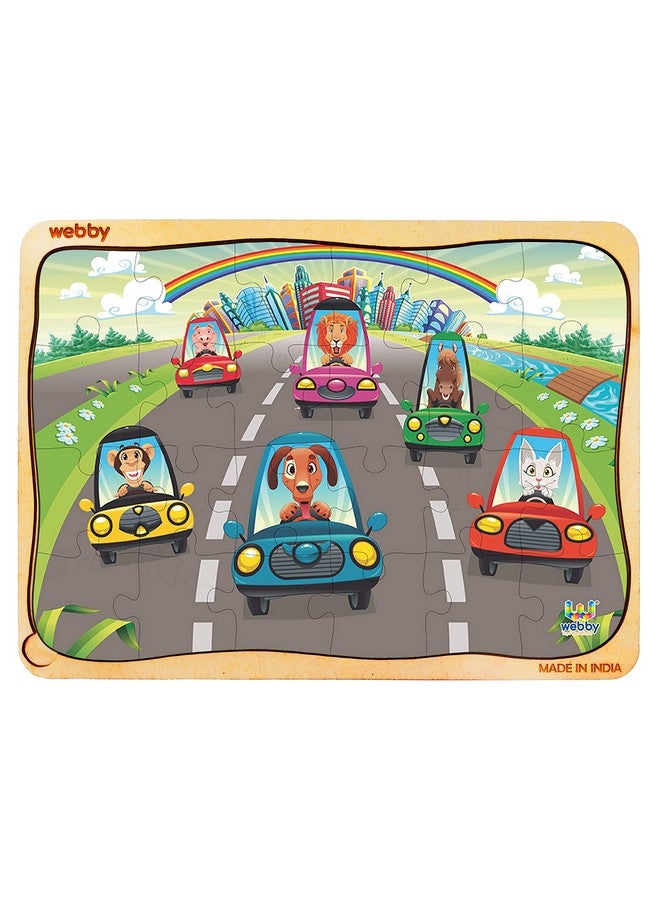 Webby Kids The Highway Wooden Jigsaw Puzzle, 24Pcs, Multicolor - Image 1