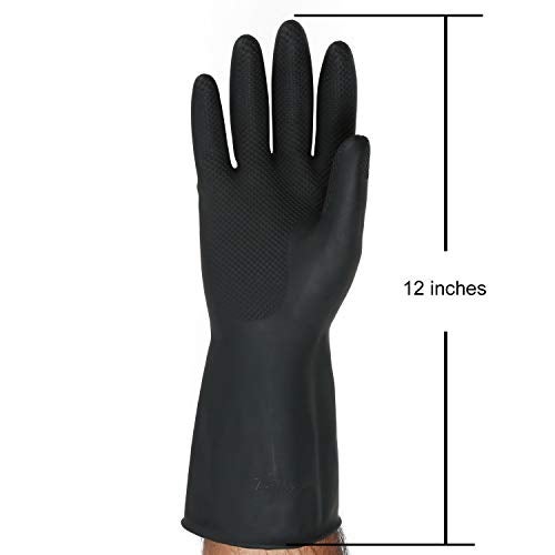 Padchaaya Rubber Cleaning Gloves | Reusable Gloves for Cleaning | Chemicals & Detergents Resistant | Pack of 2 |Heavy Duty Hand Gloves|Hand Gloves for Dish Washing, Gardening & Cleaning (Black) - Image 2
