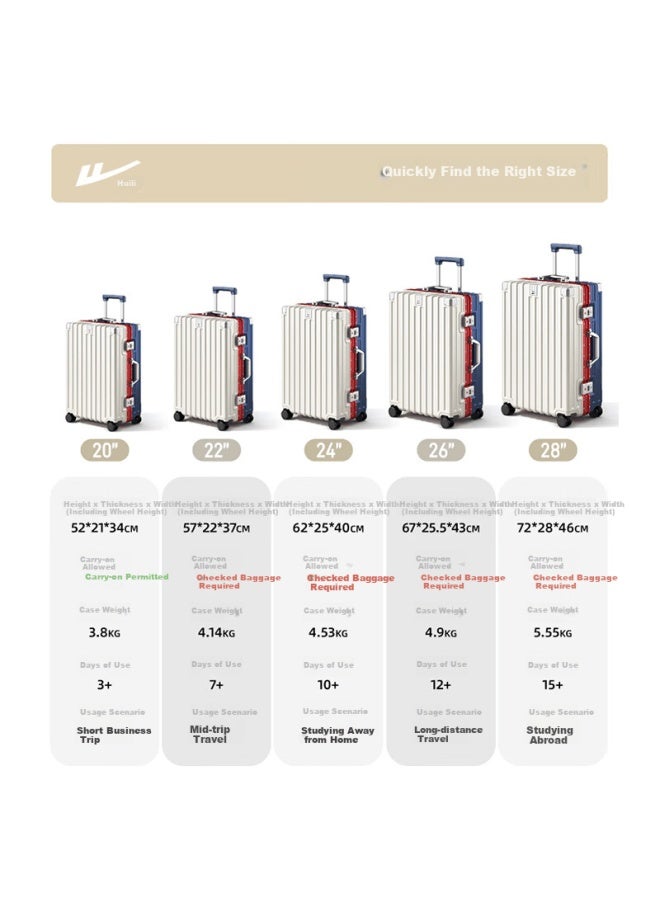 Pull Back Warrior Aluminum Frame Luggage Large Capacity Uni Travel Suitcase Password Lock Sy Black 24 Inch - Image 1