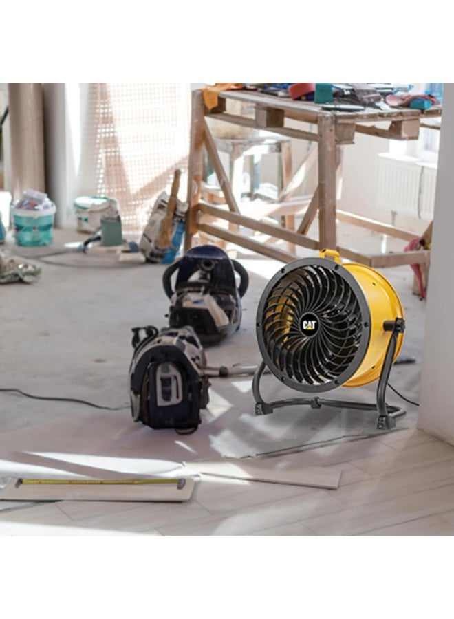 Caterpillar 14-Inch Industrial High Velocity Floor Fan – 4-Speed Turbo Air Circulator with Tilt Adjustment – Heavy-Duty Motor, Metal Frame – Portable for Garage, Workshop, Jobsite – Yellow - Image 3