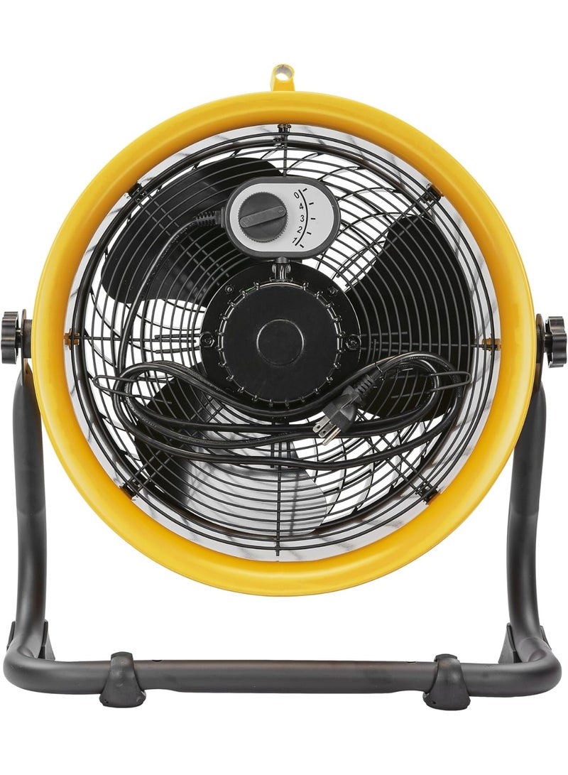 Caterpillar 14-Inch Industrial High Velocity Floor Fan – 4-Speed Turbo Air Circulator with Tilt Adjustment – Heavy-Duty Motor, Metal Frame – Portable for Garage, Workshop, Jobsite – Yellow - Image 5