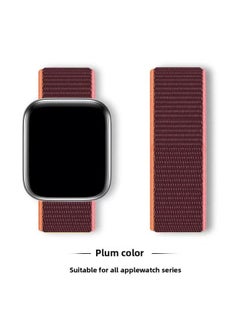 Suitable For Iwatch1-s9 Strap Light Mint/Ocean Blue Nylon Loop Velcro Wristband For Apple Watch Strap-Color:67# Plum Color-Specifications:42/44/45/49mm