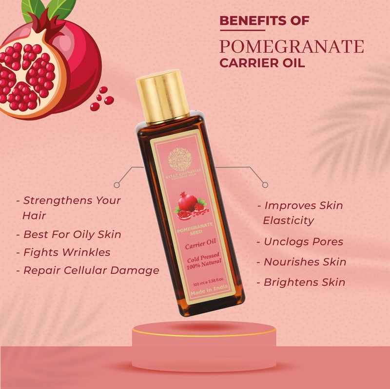 RYLLZ ESSENTIALS Pomegranate Carrier Oil | For Hair care, Wrinkles, Fine Lines, Scars, Stretch Marks, Under Eyes, and Curly Hair | 100% Pure & Natural | cold-pressed & Extra Virgin Oil | 100ml - Image 4