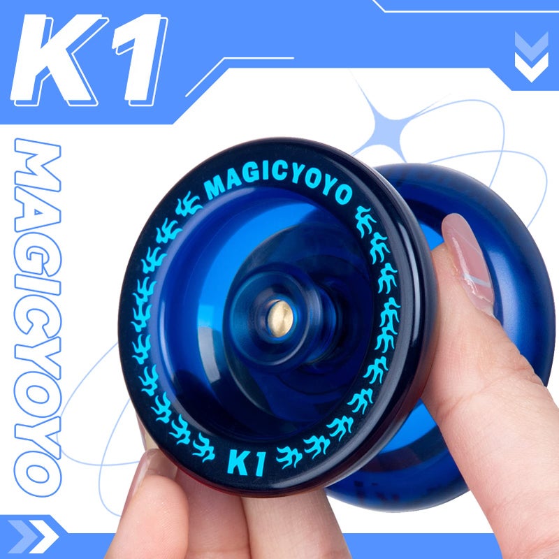 MAGICYOYO Responsive Yoyo K1 Tug Return Yo yo, Hubstacks Yo-yo for Kids Beginners Dual Purpose Yo Yo with Unresponsive Bearing, Storage Bag + 12 Strings +Yo-Yo Glove +2 Yo yo Hubstacks (Dark Blue) - Image 5