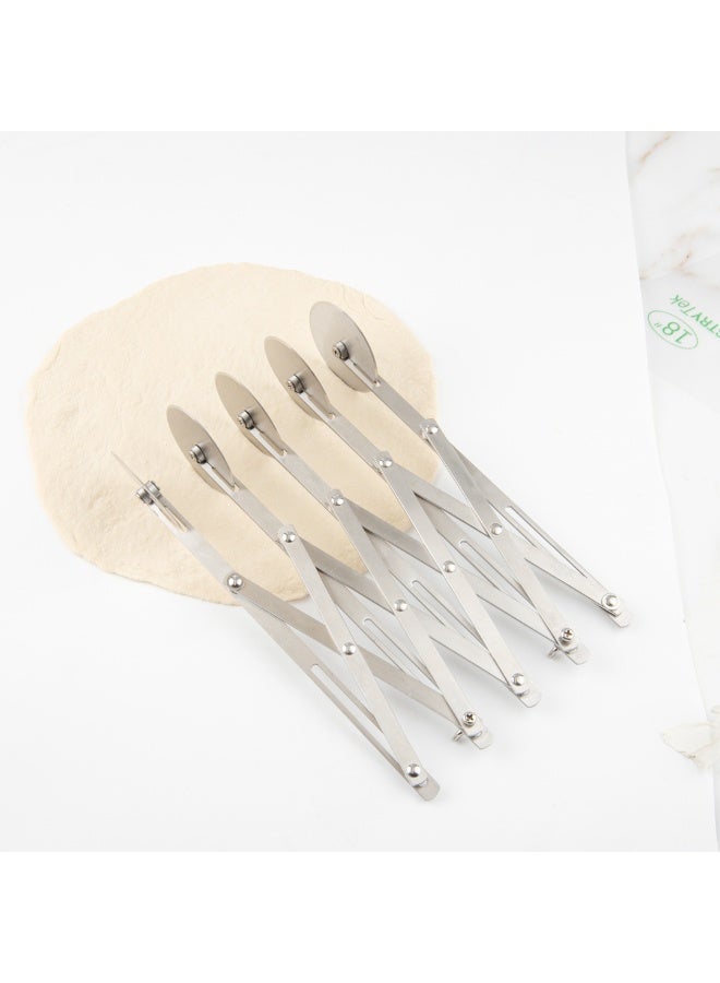 Restaurantware Met Lux 9.5 x 2.25 Inch 5 Wheel Pastry Cutter, 1 Expandable Accordion Cutter - Corrosion-Resistant, Dishwasher-Safe, Stainless Steel Multi-Blade Pizza Cutter, For Cutting Pasta Dough, - Image 3