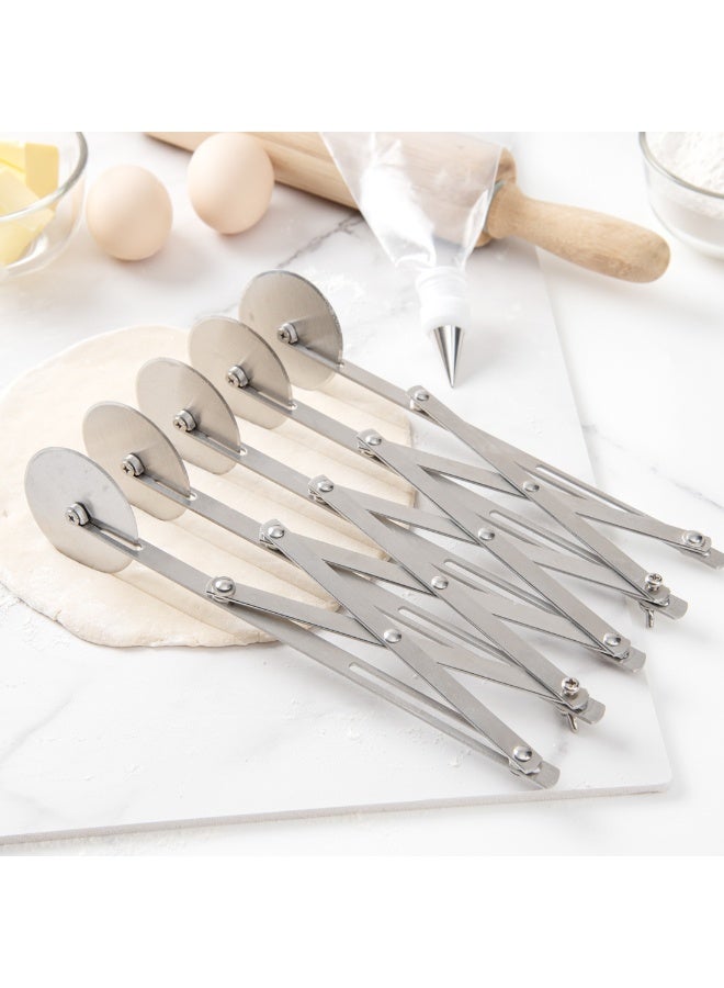 Restaurantware Met Lux 9.5 x 2.25 Inch 5 Wheel Pastry Cutter, 1 Expandable Accordion Cutter - Corrosion-Resistant, Dishwasher-Safe, Stainless Steel Multi-Blade Pizza Cutter, For Cutting Pasta Dough, - Image 5