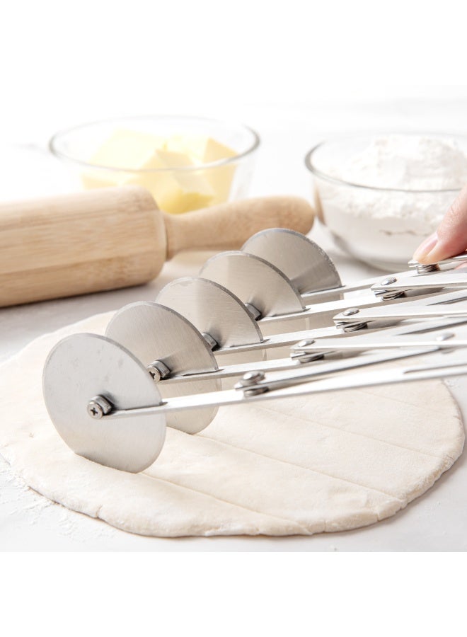 Restaurantware Met Lux 9.5 x 2.25 Inch 5 Wheel Pastry Cutter, 1 Expandable Accordion Cutter - Corrosion-Resistant, Dishwasher-Safe, Stainless Steel Multi-Blade Pizza Cutter, For Cutting Pasta Dough, - Image 4