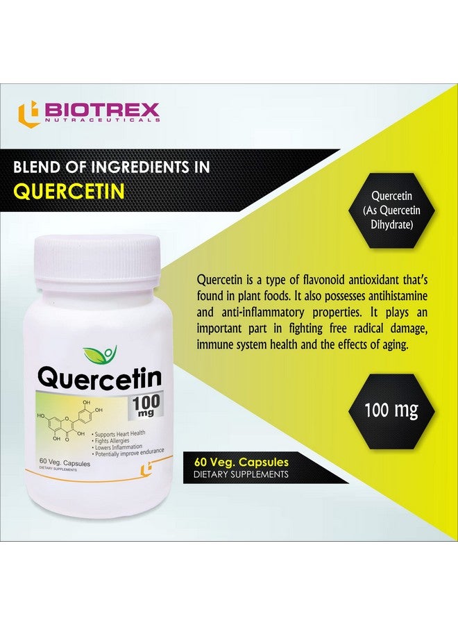 Biotrex Nutraceuticals Quercetin 100mg- 60 Veg Capsules, nutritional supplement, multivitamins, vitamin capsules, for men, women and adults, best health supplements, 0.1 grams - Image 4
